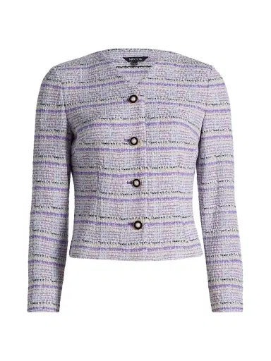 Misook Women's Tweed Knit Jacket - Powder Blue Multi - Size XXL | Thumbnail 1 Misook Women's Tweed Knit Jacket - Powder Blue Multi - Size XXL | Thumbnail 1