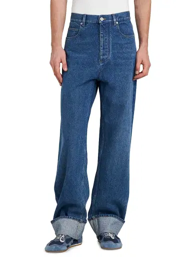 Bottega Veneta Men's Turned-Up Straight-Fit Jeans - Medium Blue - Size 38 | Thumbnail 3 Bottega Veneta Men's Turned-Up Straight-Fit Jeans - Medium Blue - Size 38 | Thumbnail 3