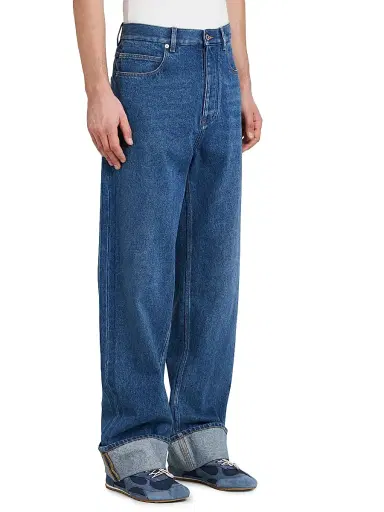 Bottega Veneta Men's Turned-Up Straight-Fit Jeans - Medium Blue - Size 38 | Thumbnail 4 Bottega Veneta Men's Turned-Up Straight-Fit Jeans - Medium Blue - Size 38 | Thumbnail 4