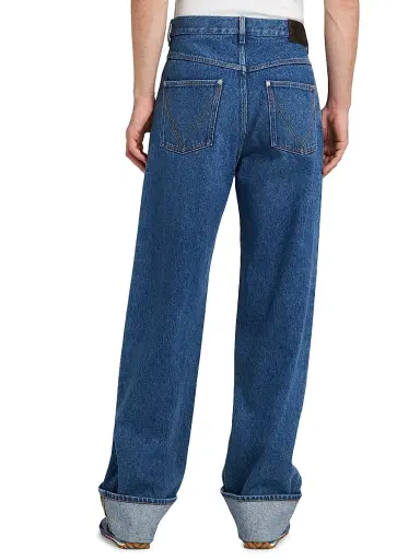 Bottega Veneta Men's Turned-Up Straight-Fit Jeans - Medium Blue - Size 38 | Thumbnail 5 Bottega Veneta Men's Turned-Up Straight-Fit Jeans - Medium Blue - Size 38 | Thumbnail 5
