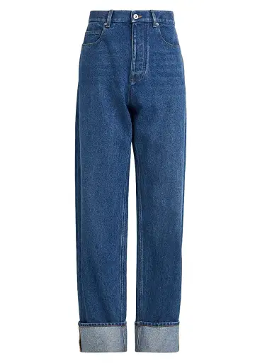 Bottega Veneta Men's Turned-Up Straight-Fit Jeans - Medium Blue - Size 38 | Thumbnail 1 Bottega Veneta Men's Turned-Up Straight-Fit Jeans - Medium Blue - Size 38 | Thumbnail 1