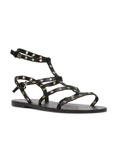 Cinq à Sept Women's Ariella Grommet Leather T-Strap Flat Sandals - Black - Size 11 | Thumbnail 2 Cinq à Sept Women's Ariella Grommet Leather T-Strap Flat Sandals - Black - Size 11 | Thumbnail 2