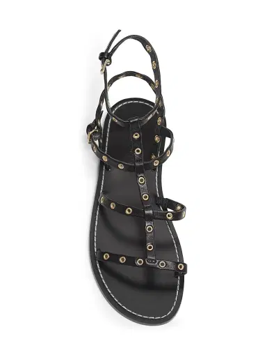 Cinq à Sept Women's Ariella Grommet Leather T-Strap Flat Sandals - Black - Size 11 | Thumbnail 4 Cinq à Sept Women's Ariella Grommet Leather T-Strap Flat Sandals - Black - Size 11 | Thumbnail 4