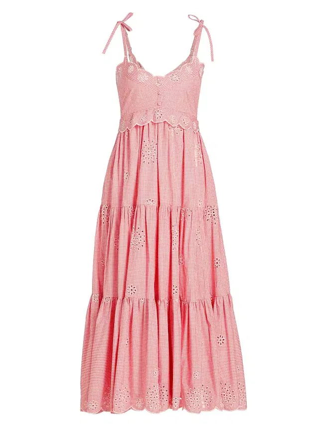 Women's Darcey Gingham Eyelet Midi-Dress - Sunset Blush Women's Darcey Gingham Eyelet Midi-Dress - Sunset Blush