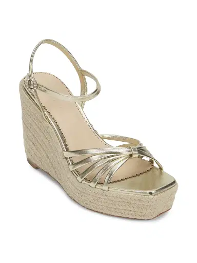 Cinq à Sept Women's Helen Leather Wedge Espadrilles - Light Gold Metallic - Size 11 | Thumbnail 2 Cinq à Sept Women's Helen Leather Wedge Espadrilles - Light Gold Metallic - Size 11 | Thumbnail 2