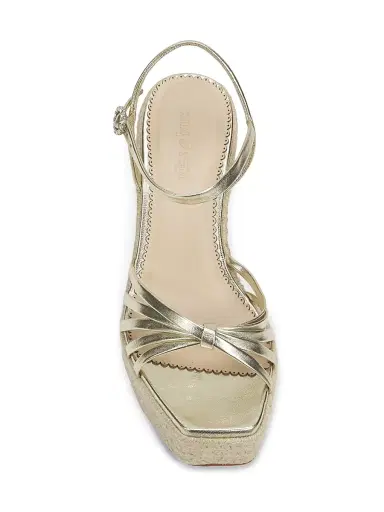 Cinq à Sept Women's Helen Leather Wedge Espadrilles - Light Gold Metallic - Size 11 | Thumbnail 4 Cinq à Sept Women's Helen Leather Wedge Espadrilles - Light Gold Metallic - Size 11 | Thumbnail 4
