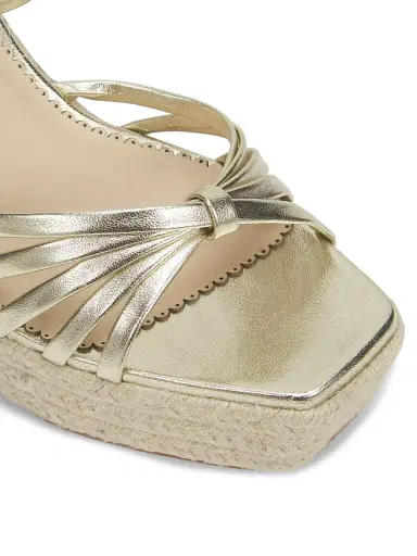 Cinq à Sept Women's Helen Leather Wedge Espadrilles - Light Gold Metallic - Size 11 | Thumbnail 6 Cinq à Sept Women's Helen Leather Wedge Espadrilles - Light Gold Metallic - Size 11 | Thumbnail 6