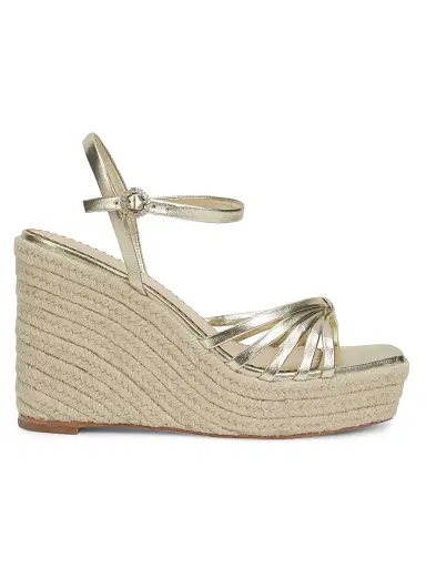 Cinq à Sept Women's Helen Leather Wedge Espadrilles - Light Gold Metallic - Size 11 | Thumbnail 1 Cinq à Sept Women's Helen Leather Wedge Espadrilles - Light Gold Metallic - Size 11 | Thumbnail 1
