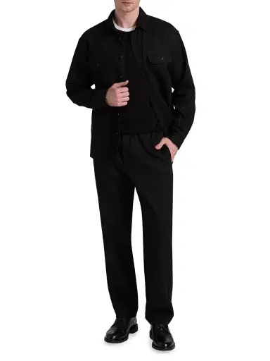 Nili Lotan Men's Evander Cotton-Linen Shirt Jacket - Black | Thumbnail 2 Nili Lotan Men's Evander Cotton-Linen Shirt Jacket - Black | Thumbnail 2