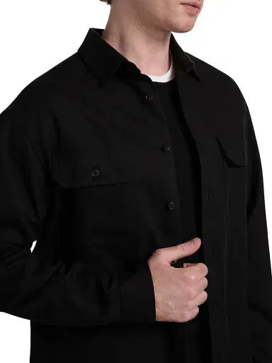 Nili Lotan Men's Evander Cotton-Linen Shirt Jacket - Black | Thumbnail 6 Nili Lotan Men's Evander Cotton-Linen Shirt Jacket - Black | Thumbnail 6