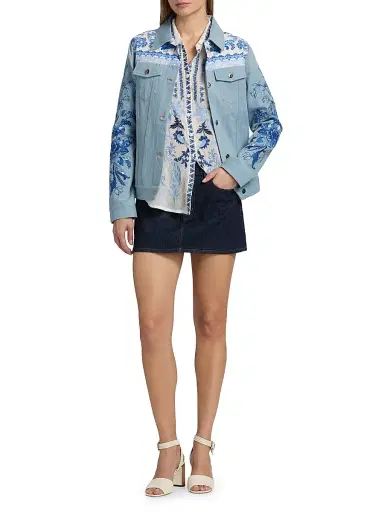 Johnny Was Women's Bandana Denim Jacket | Thumbnail 2 Johnny Was Women's Bandana Denim Jacket | Thumbnail 2