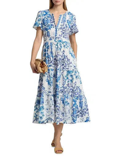 Johnny Was Women's Pintuck Tiered Midi-Dress - Vallora | Thumbnail 3 Johnny Was Women's Pintuck Tiered Midi-Dress - Vallora | Thumbnail 3