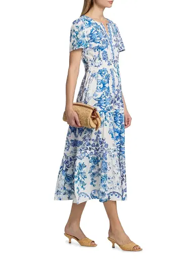 Johnny Was Women's Pintuck Tiered Midi-Dress - Vallora | Thumbnail 4 Johnny Was Women's Pintuck Tiered Midi-Dress - Vallora | Thumbnail 4