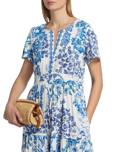 Johnny Was Women's Pintuck Tiered Midi-Dress - Vallora | Thumbnail 6 Johnny Was Women's Pintuck Tiered Midi-Dress - Vallora | Thumbnail 6