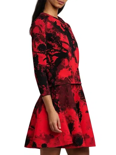 McQueen Women's London Flowers Jacquard Cardigan - Red Black | Thumbnail 4 McQueen Women's London Flowers Jacquard Cardigan - Red Black | Thumbnail 4