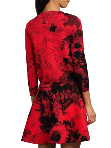 McQueen Women's London Flowers Jacquard Cardigan - Red Black | Thumbnail 5 McQueen Women's London Flowers Jacquard Cardigan - Red Black | Thumbnail 5