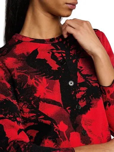 McQueen Women's London Flowers Jacquard Cardigan - Red Black | Thumbnail 6 McQueen Women's London Flowers Jacquard Cardigan - Red Black | Thumbnail 6
