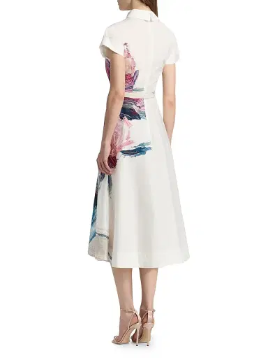 Teri Jon by Rickie Freeman Women's Floral Cotton Shirtwaist Midi-Dress - White Multi - Size 14 | Thumbnail 5 Teri Jon by Rickie Freeman Women's Floral Cotton Shirtwaist Midi-Dress - White Multi - Size 14 | Thumbnail 5