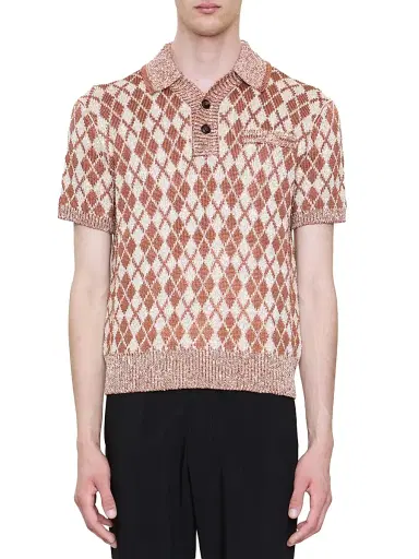 AMIRI Men's Argyle Plaid Knitted Polo Shirt | Thumbnail 1 AMIRI Men's Argyle Plaid Knitted Polo Shirt | Thumbnail 1