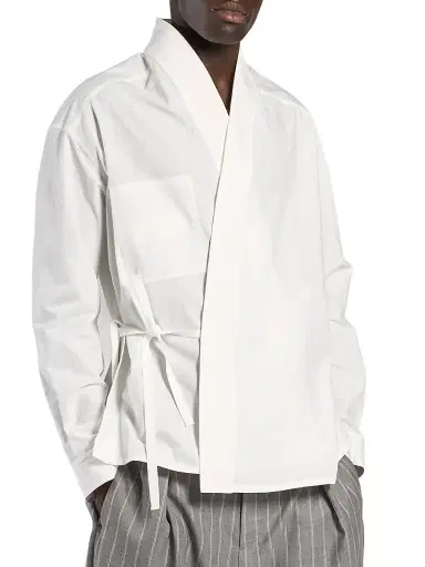 Mordecai Men's Cotton Kimono-Style Shirt - Alabaster | Thumbnail 2 Mordecai Men's Cotton Kimono-Style Shirt - Alabaster | Thumbnail 2