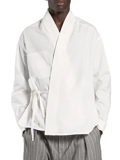 Mordecai Men's Cotton Kimono-Style Shirt - Alabaster | Thumbnail 1 Mordecai Men's Cotton Kimono-Style Shirt - Alabaster | Thumbnail 1