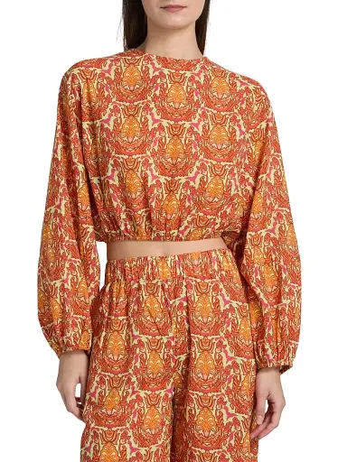 EYWASOULS MALIBU Women's Isla Damask Open-Back Crop Top - Amber Mosaic - Size Medium | Thumbnail 3 EYWASOULS MALIBU Women's Isla Damask Open-Back Crop Top - Amber Mosaic - Size Medium | Thumbnail 3