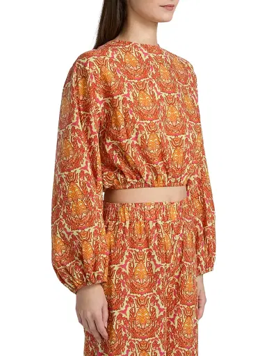 EYWASOULS MALIBU Women's Isla Damask Open-Back Crop Top - Amber Mosaic - Size Medium | Thumbnail 4 EYWASOULS MALIBU Women's Isla Damask Open-Back Crop Top - Amber Mosaic - Size Medium | Thumbnail 4
