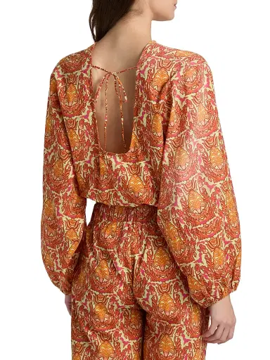 EYWASOULS MALIBU Women's Isla Damask Open-Back Crop Top - Amber Mosaic - Size Medium | Thumbnail 5 EYWASOULS MALIBU Women's Isla Damask Open-Back Crop Top - Amber Mosaic - Size Medium | Thumbnail 5