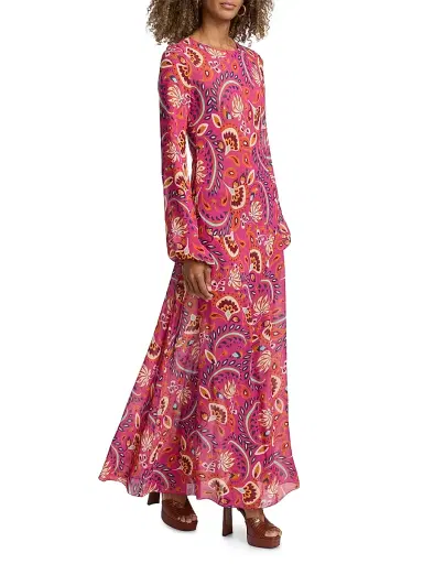 Eywasouls Malibu Women's April Floral Chiffon Maxi Dress - Pink Padma | Thumbnail 2 Eywasouls Malibu Women's April Floral Chiffon Maxi Dress - Pink Padma | Thumbnail 2