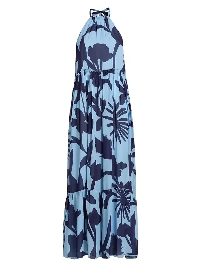 Women's Ayla Floral Chiffon Halterneck Maxi Dress - Powder Garden Women's Ayla Floral Chiffon Halterneck Maxi Dress - Powder Garden