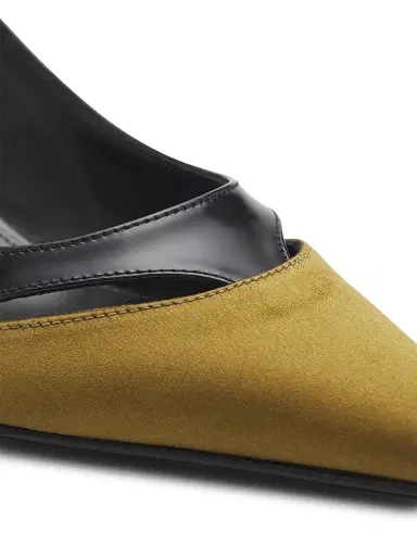 Proenza Schouler Women's Slash 40MM Satin-Leather Mules - Black Pistachio | Thumbnail 5 Proenza Schouler Women's Slash 40MM Satin-Leather Mules - Black Pistachio | Thumbnail 5