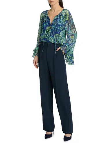 Ungaro Women's Darby Paisley Chiffon Blouse - Deep Blue Multi - Size XXL | Thumbnail 2 Ungaro Women's Darby Paisley Chiffon Blouse - Deep Blue Multi - Size XXL | Thumbnail 2