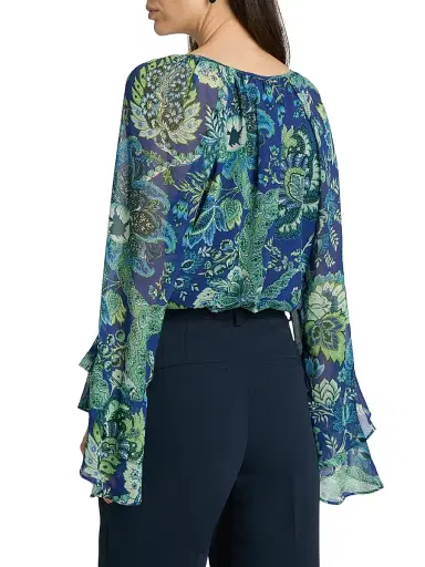 Ungaro Women's Darby Paisley Chiffon Blouse - Deep Blue Multi - Size XXL | Thumbnail 5 Ungaro Women's Darby Paisley Chiffon Blouse - Deep Blue Multi - Size XXL | Thumbnail 5