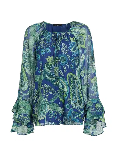 Ungaro Women's Darby Paisley Chiffon Blouse - Deep Blue Multi - Size XXL | Thumbnail 1 Ungaro Women's Darby Paisley Chiffon Blouse - Deep Blue Multi - Size XXL | Thumbnail 1