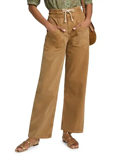 Ba&sh Women's Fima Cotton-Linen Drawstring Pants - Camel - Size XL | Thumbnail 3 Ba&sh Women's Fima Cotton-Linen Drawstring Pants - Camel - Size XL | Thumbnail 3
