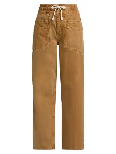 Ba&sh Women's Fima Cotton-Linen Drawstring Pants - Camel - Size XL | Thumbnail 1 Ba&sh Women's Fima Cotton-Linen Drawstring Pants - Camel - Size XL | Thumbnail 1