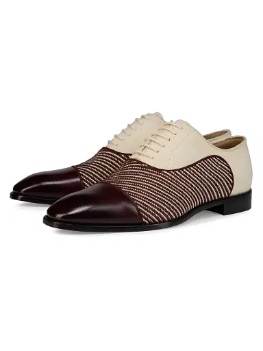 Christian Louboutin Men's Greggory Leather Oxford Shoes - White Brown | Thumbnail 2 Christian Louboutin Men's Greggory Leather Oxford Shoes - White Brown | Thumbnail 2