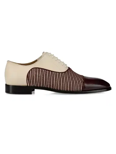 Christian Louboutin Men's Greggory Leather Oxford Shoes - White Brown | Thumbnail 1 Christian Louboutin Men's Greggory Leather Oxford Shoes - White Brown | Thumbnail 1