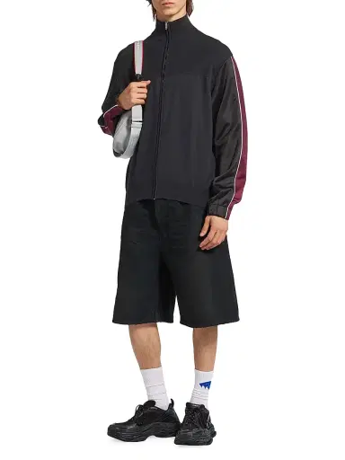 Balenciaga Men's Hybrid Zip-Up Sweater - Dark Grey | Thumbnail 6 Balenciaga Men's Hybrid Zip-Up Sweater - Dark Grey | Thumbnail 6