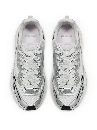 Represent Men's Storm Deconstructed Torn Fashion Runner Low-Top Sneakers - Flat White Silver - Size 12 | Thumbnail 4 Represent Men's Storm Deconstructed Torn Fashion Runner Low-Top Sneakers - Flat White Silver - Size 12 | Thumbnail 4