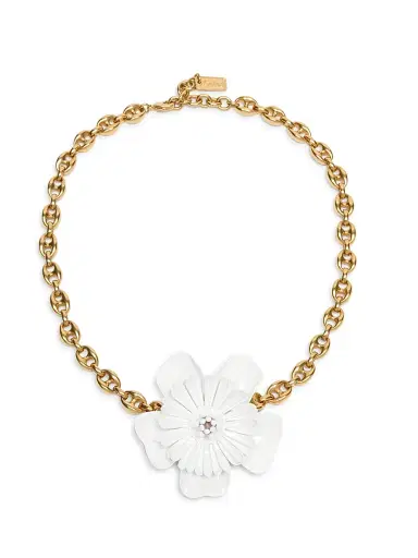 Chloé Women's Goldtone & Lacquer Flower Pendant Necklace - Cloudy White | Thumbnail 1 Chloé Women's Goldtone & Lacquer Flower Pendant Necklace - Cloudy White | Thumbnail 1