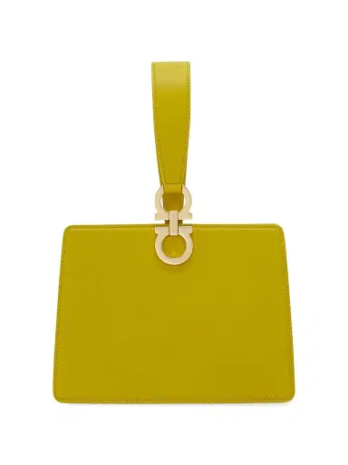 Ferragamo Women's Double Gancio Leather Clutch - Antique Yellow | Thumbnail 1 Ferragamo Women's Double Gancio Leather Clutch - Antique Yellow | Thumbnail 1