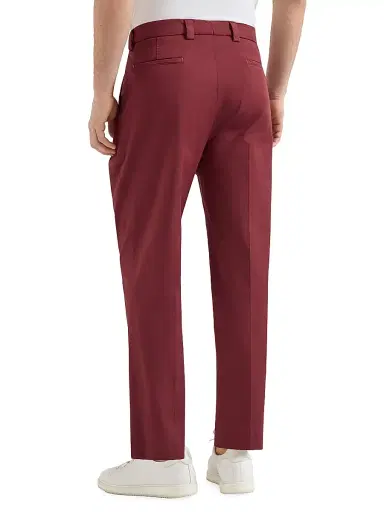 Brunello Cucinelli Men's Garment Dyed Trousers in American Pima Cotton Comfort Gabardine - Cherry - Size 30 | Thumbnail 4 Brunello Cucinelli Men's Garment Dyed Trousers in American Pima Cotton Comfort Gabardine - Cherry - Size 30 | Thumbnail 4