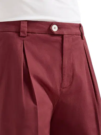 Brunello Cucinelli Men's Garment Dyed Trousers in American Pima Cotton Comfort Gabardine - Cherry - Size 30 | Thumbnail 5 Brunello Cucinelli Men's Garment Dyed Trousers in American Pima Cotton Comfort Gabardine - Cherry - Size 30 | Thumbnail 5