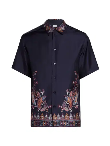 Etro Men's Silk Paisley Short-Sleeve Shirt | Thumbnail 1 Etro Men's Silk Paisley Short-Sleeve Shirt | Thumbnail 1