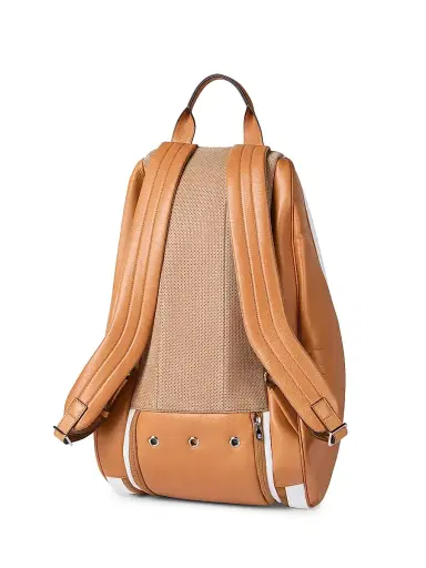 Brunello Cucinelli Men's Leather And Techno Fabric Padel Backpack - Natural Brown | Thumbnail 3 Brunello Cucinelli Men's Leather And Techno Fabric Padel Backpack - Natural Brown | Thumbnail 3