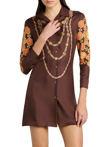 Versace Women's The Lover Silk Twill Shirtdress - Multi Color - Size 10 | Thumbnail 6 Versace Women's The Lover Silk Twill Shirtdress - Multi Color - Size 10 | Thumbnail 6