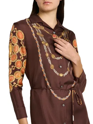 Versace Women's The Lover Silk Twill Shirtdress - Multi Color - Size 10 | Thumbnail 7 Versace Women's The Lover Silk Twill Shirtdress - Multi Color - Size 10 | Thumbnail 7