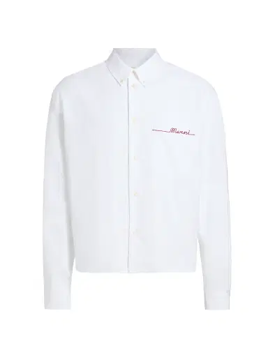 Marni Men's Embroidered Cotton Oxford Shirt - Lily White | Thumbnail 1 Marni Men's Embroidered Cotton Oxford Shirt - Lily White | Thumbnail 1