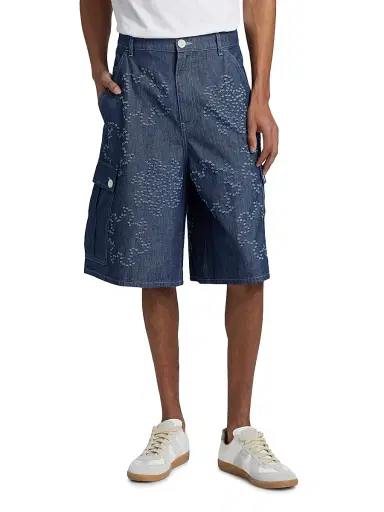 Marni Men's Frayed Denim Low-Rise Wide-Leg Shorts - Orion Blue - Size 30 | Thumbnail 3 Marni Men's Frayed Denim Low-Rise Wide-Leg Shorts - Orion Blue - Size 30 | Thumbnail 3